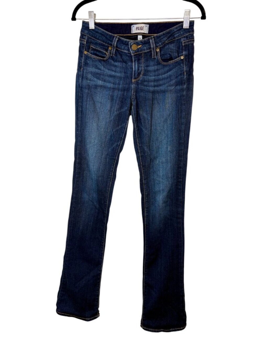 PAIGE Manhattan Armstrong Dark Wash Mid Rise Bootcut Jeans 32" Inseam Size 26 - Picture 3 of 11